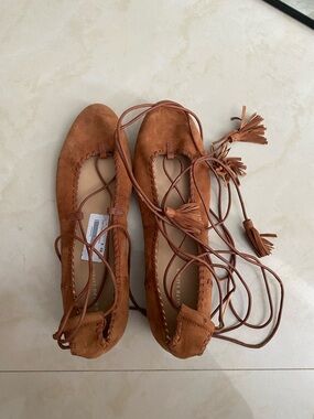 Polo by Ralph Lauren Brown Suede Lace-Up Flats